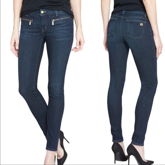 Michael Kors Denim - Michael Kors Blue Dark Wash Double Zipper Skinny Stretch Jeans NWOT
